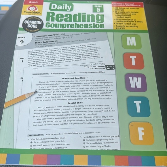 Daily reading comprehension, grade 5 learning book - Picture 1 of 4